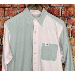 The Frat Collection Large Pink Gray Gingham Plaid Button Front Long Sleeve Shirt